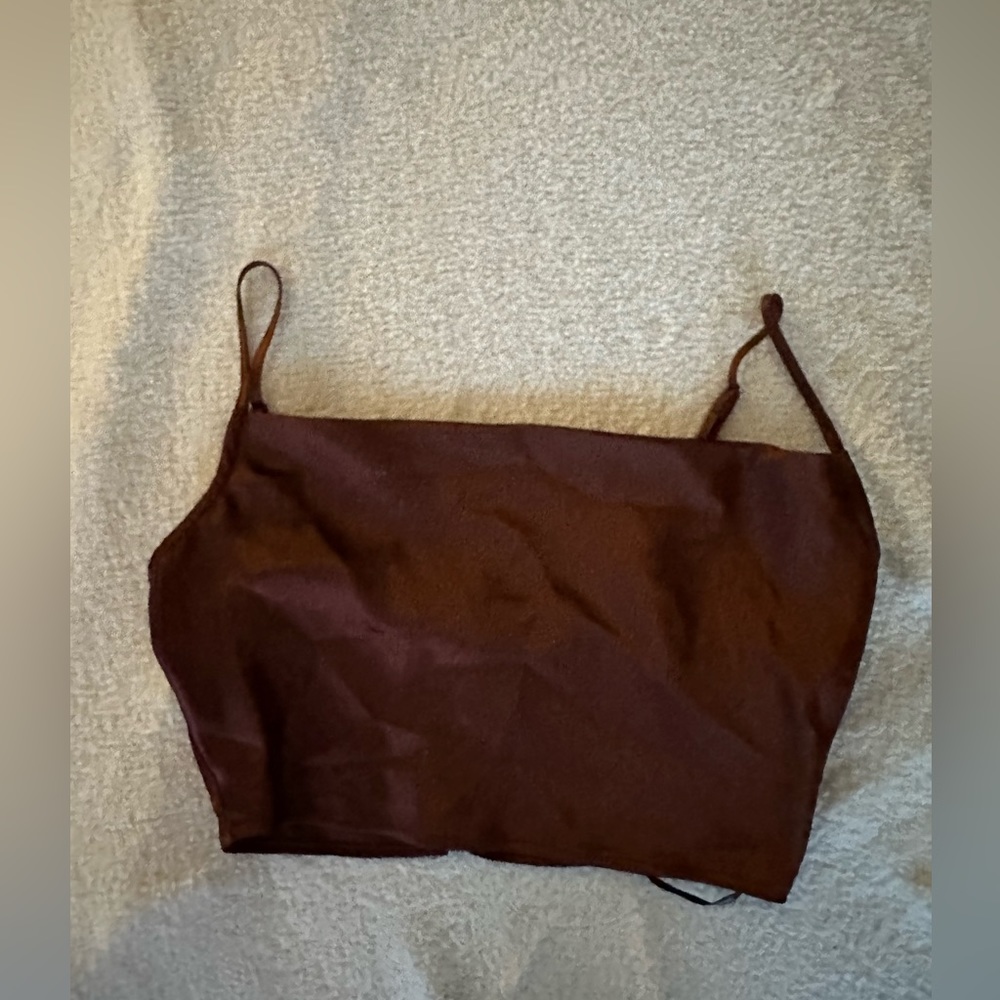 dark red/brown crop top